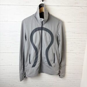 Lululemon In Stride Jacket Light Grey Charcoal Grey - Full Zip High Collar